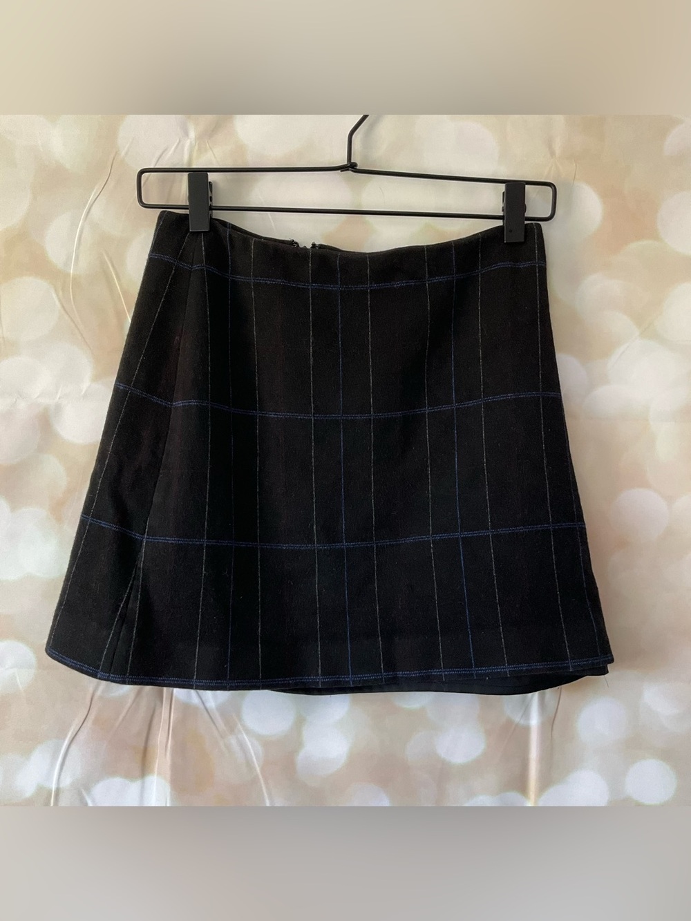 Theory Classic Black Windowpane A-Line Skirt